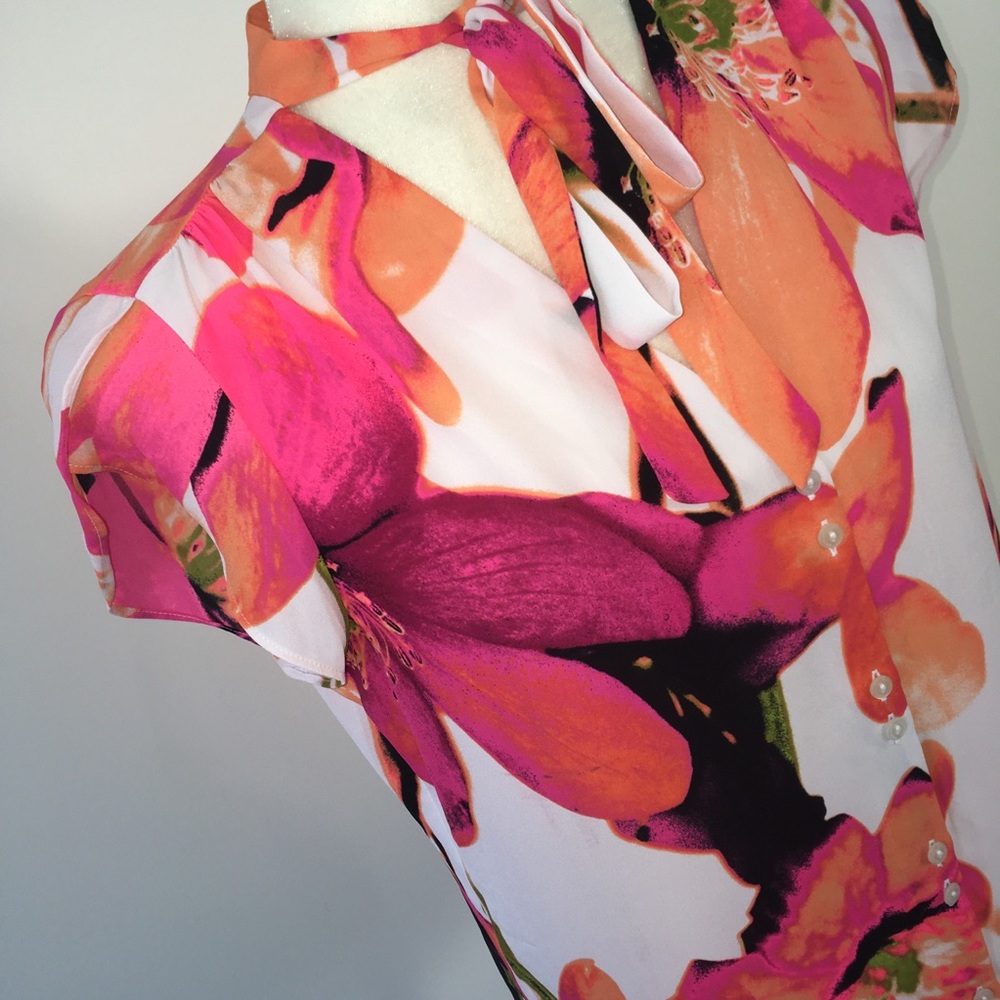 Worthington Pink & Orange Floral Blouse - Picture 3 of 4